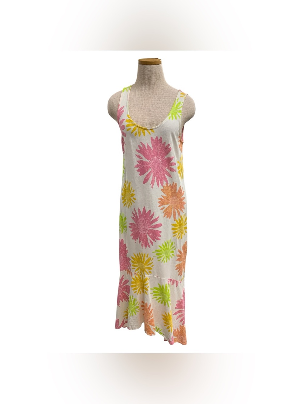 fresh produce Floral Scoop Tank Maxi Dress in Pink, Orange & Green Size M